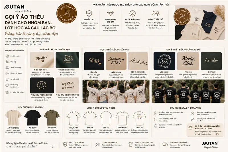 Embroidered T-shirt Suggestions for Groups of Friends, Classes and Clubs